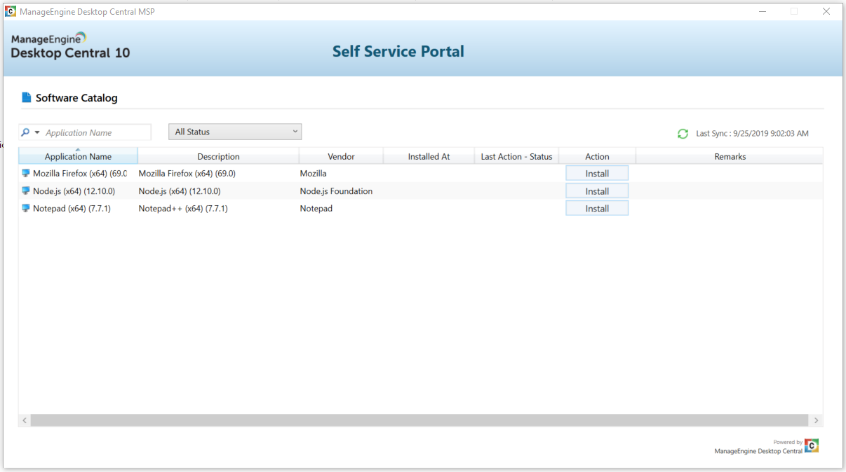 Software deployment tool with self-service portal - ManageEngine